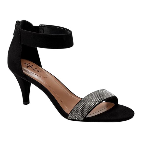 Style & Co Women's Phillys Two Piece Evening Sandals Black Size 5 - Picture 1 of 4